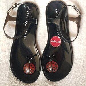 Katy Perry Jelly Sandals Size 7 Black with red Lady Bug